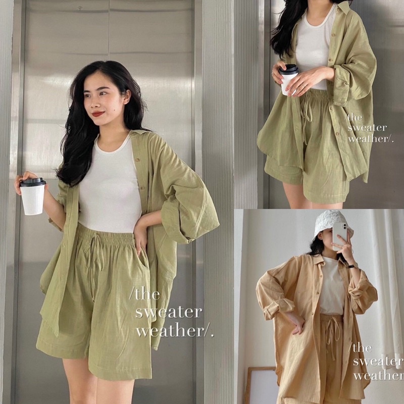 [Ảnh thật/video] Set sơmi kèm quần short đũi hot