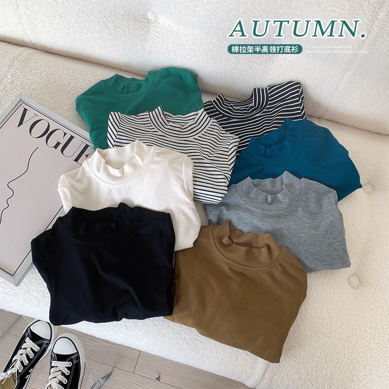 Áo cổ lọ đơn màu cổ 3 phân cho bé A841