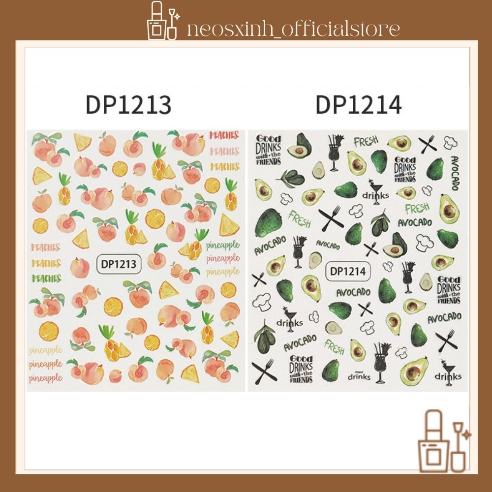 Sticker Dán Móng Tay Trái Cây DP1195-1214 Cute Hot Trend - Hình Dán Móng - Neosxinh Nails