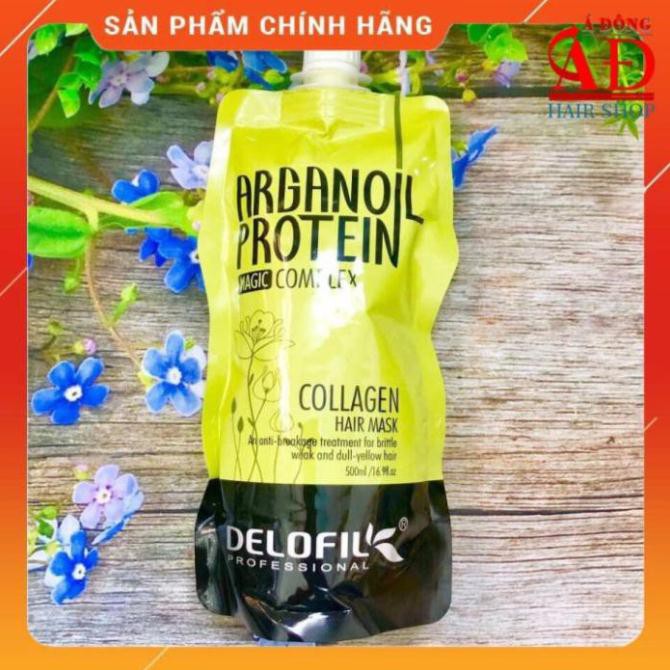 FREESHIP3 [Chính hãng][Hot] Hấp dầu Collagen Delofil Argan Oil Protein siêu mượt 500ml (túi) . MS8