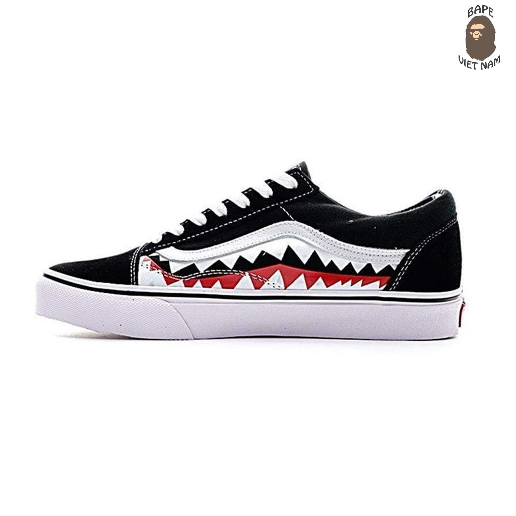 [FREESHIP + Tặng Vớ BAPE] Giày V.a.n.s Old Skool x Bape Shark, Giày V.a.n.s cá mập Màu đen full Size từ 36 - 43 BapeVN