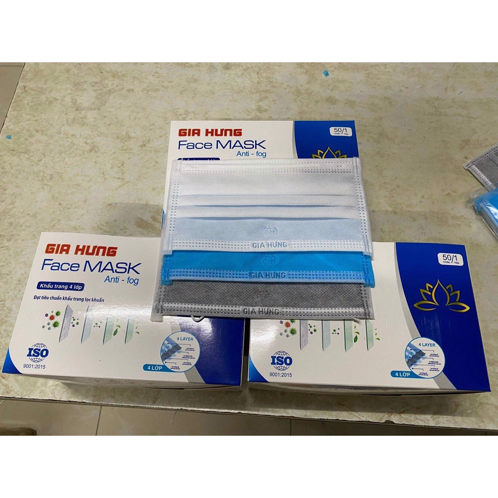 Khẩu Trang Y Tế 4 Lớp Cao Cấp Gia Hưng Đóng Gói 1C 3 màu