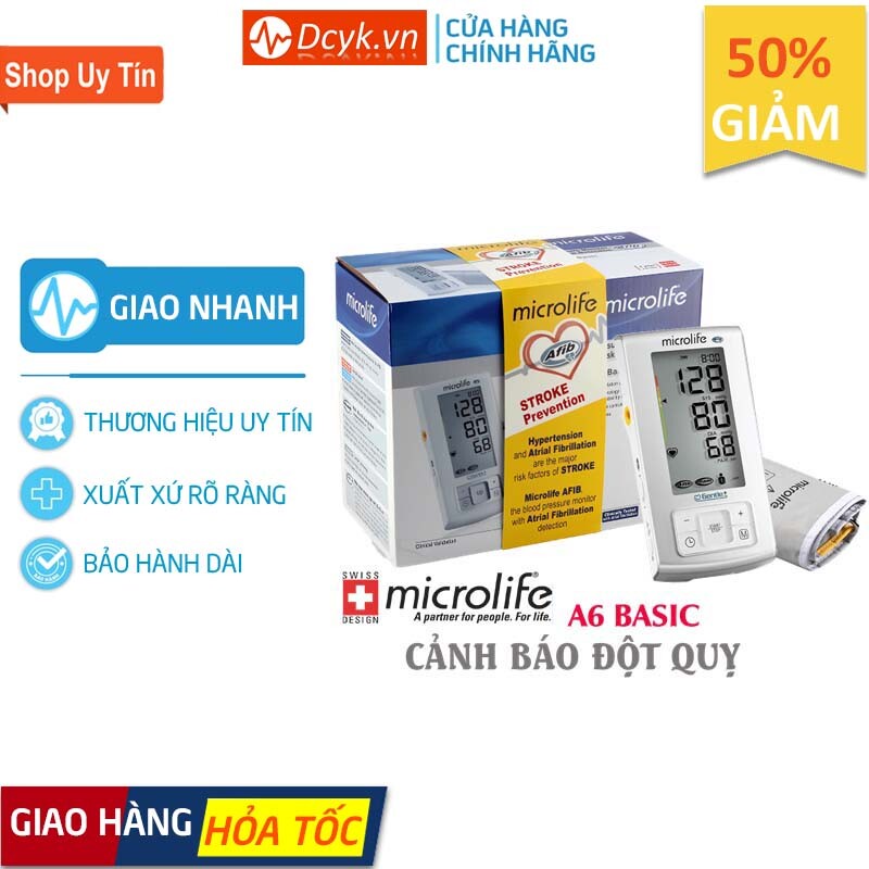 ✅ [CHÍNH HÃNG 100%] Máy Đo Huyết Áp Bắp Tay Microlife A6 Basic (CẢNH BÁO ĐỘT QUỴ) - DCYK0001