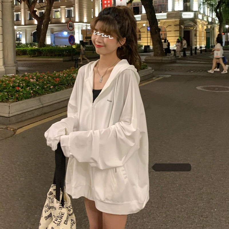 Áo Hoodie Tay Dài Chống Nắng Thời Trang Plus Size Cho Nữ