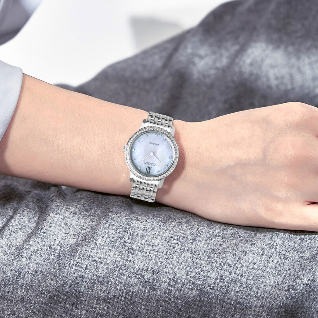 Đồng Hồ Nữ Citizen Đính Đá Swarovski Dây Thép Không Gỉ EX1480-82D - Mặt Xà Cừ