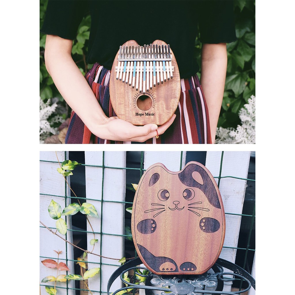 Đàn Kalimba Hộp 17 Phím Chú Mèo Đi Hia - Đầy Đủ Phụ Kiện