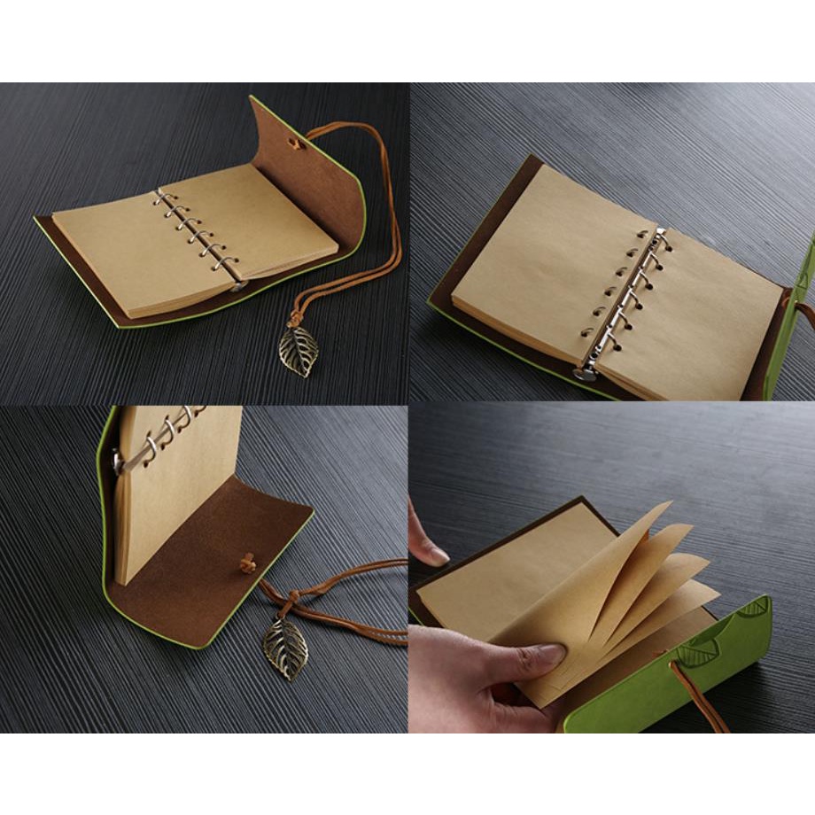 Sổ Tay Bìa Da PU Hình Chiếc Lá Phong Cách Vintage