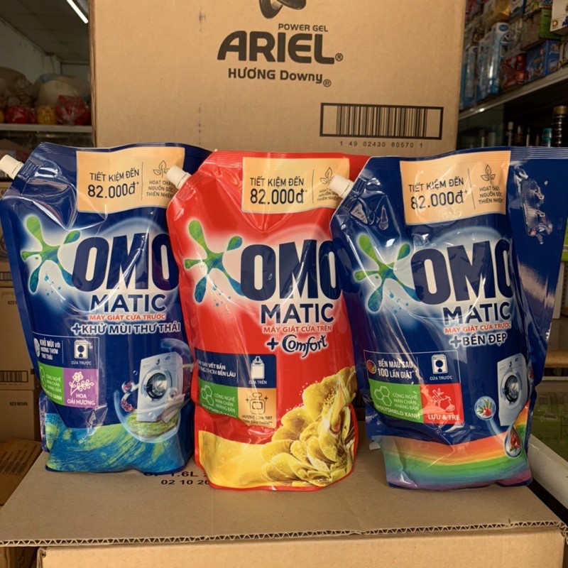 Combo 2 túi Nước Giặt OMO Matic dành cho máy giặt cửa trên/cửa trước 3,6kg và 3,9kg/x2