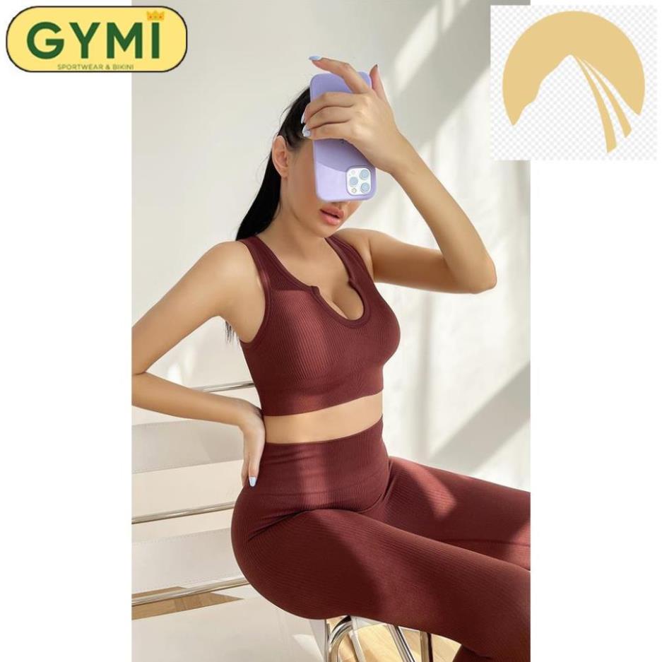 🐨🐖 ib Set bộ đồ tập gym yoga nữ GYMI SET16 gồm áo bra và quần legging thể thao chất liệu dệt thun gân cao cấp 🐨🐖 *