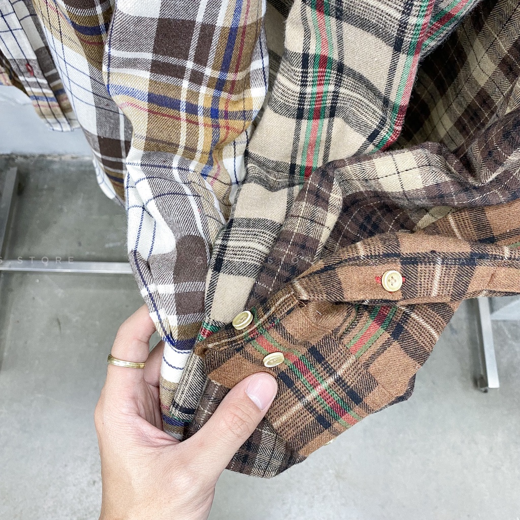 Áo Sơmi Nam BT họa tiết sọc, sơmi caro dài tay công sở - phối streetstyle tông Nâu Be kiểu Hàn GATE6 - #4718