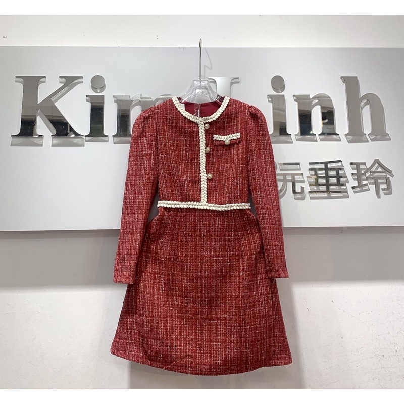 Váy Đỏ Dạ Viền Tết Khuy Ngọc - Kim Linh Shop | BigBuy360 - bigbuy360.vn