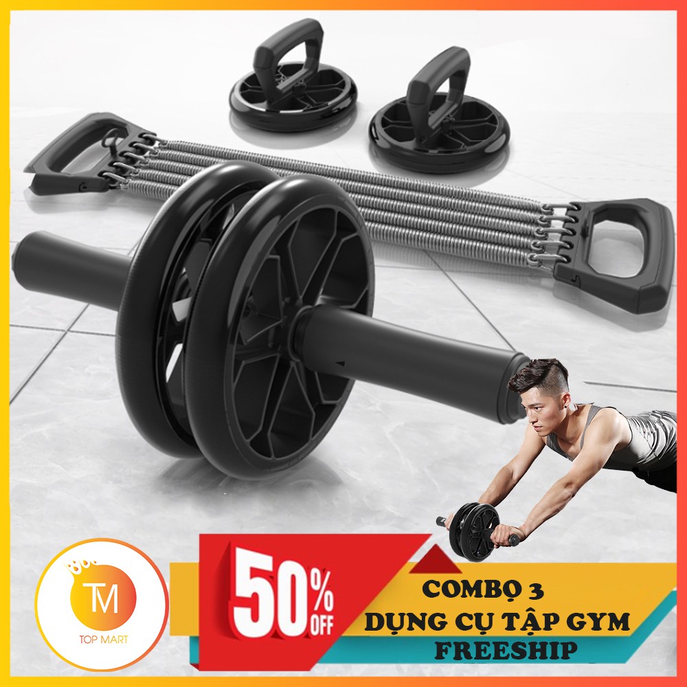 [COMBO HOT] Bộ dụng cụ tập GYM nam nữ tại nhà đầy đủ 3 món - Hít đất, tập tay, gập bụng