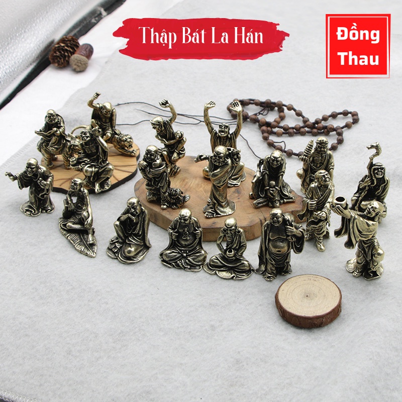 Tượng Nhỏ Phong Thủy Bằng Đồng Kiểu Dáng Các Vị La Hán, Đem Lại Sự May Mắn Tài Lộc, Trưng Bày