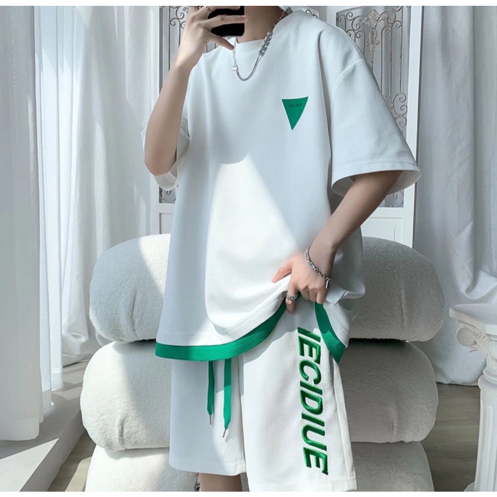 Set Đồ Thể Thao 2 Món Gồm Áo Thun Tay Ngắn Cổ Tròn Tay Ngắn Có 3 Màu Thời Trang Phong Cách Hàn Quốc Cho Nam