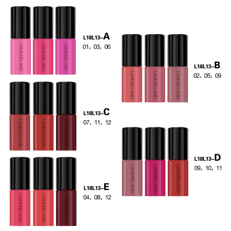 Set 3 thỏi son bóng LAMUSELAND chống thấm nước và bền màu chuyên dụng cho nữ