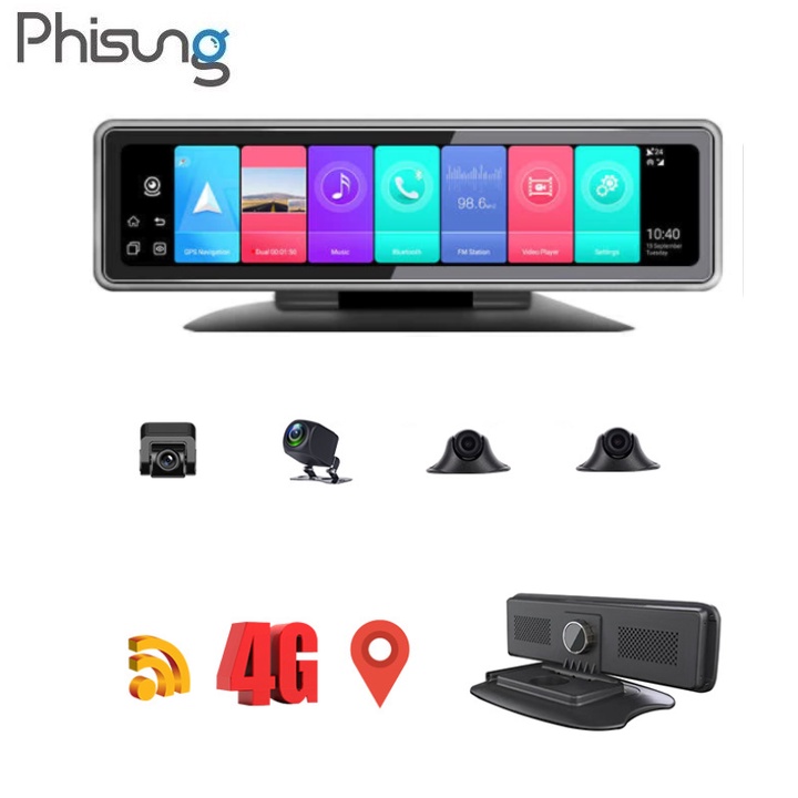 Camera hành trình 360 độ gắn gương và taplo ô tô cao cấp Phisung T88 - CHÍNH HÃNG BẢO HÀNH 12 THÁNG