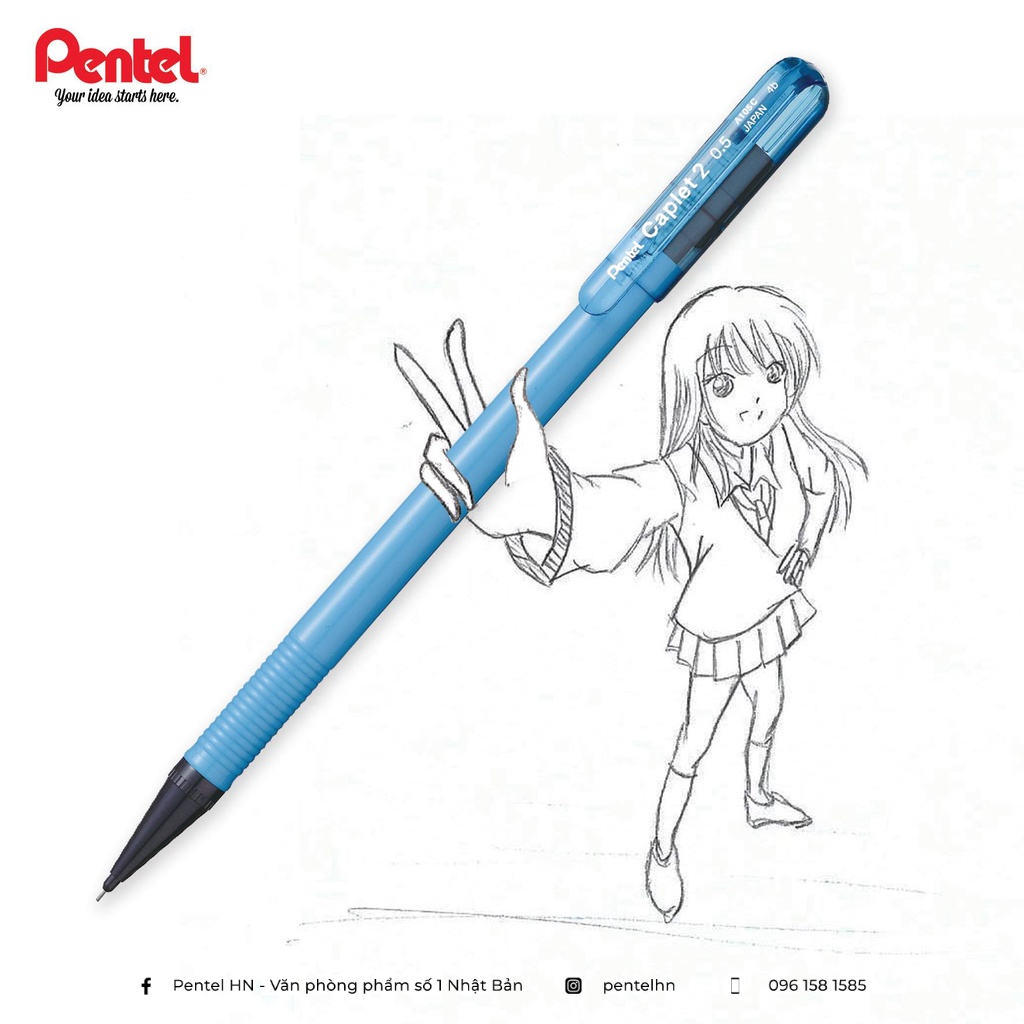 Bút Chì Kim Pentel Caplet Màu Neon A105C Ngòi 0.5mm | Thiết Kế Đẹp Mắt | 4 Màu Vỏ