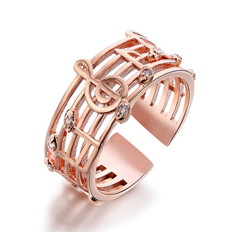 Nhẫn đeo tay kim loại tạo hình nốt nhạc thời trang