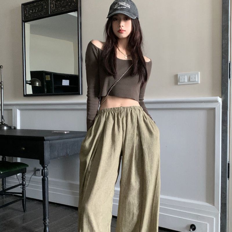 Áo thun COZOKC tay dài trễ vai dáng ngắn thời trang trẻ trung