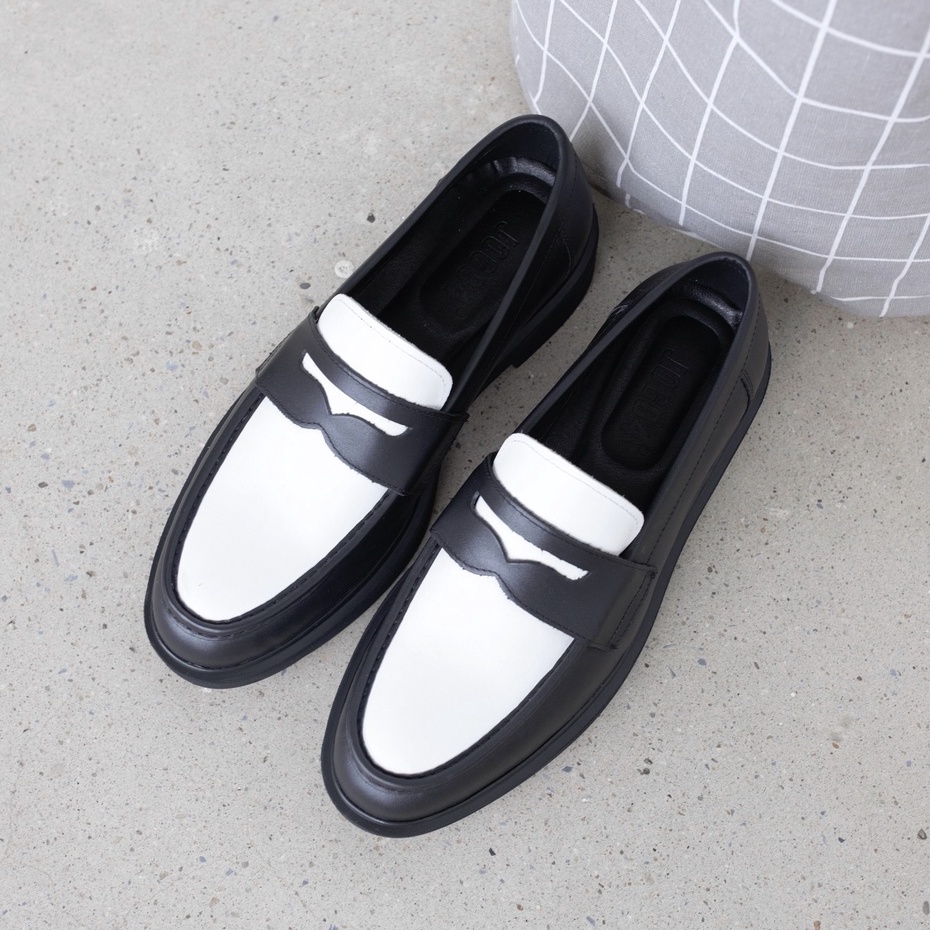 Giày Penny Loafer JOG04 - phối màu Đen & Trắng ( D4 )