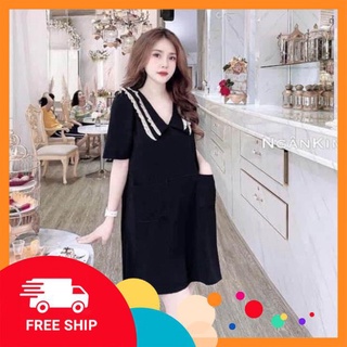 Váy đũi cổ bèo dáng xuông dài 1m hàng đổ shop
