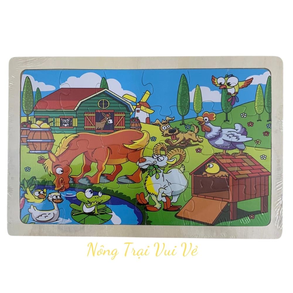 Đồ chơi Tranh Ghép Hình 24 Miếng Bằng Gỗ Cho Bé, Tranh Xếp Hình 24 Mảnh Bằng Gỗ Giúp Bé Phát Triển Trí Tuệ, Tư Duy