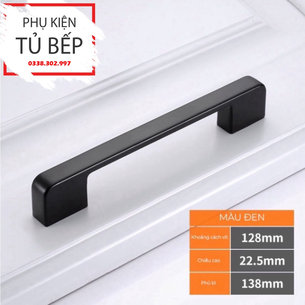 Tay nắm tủ bếp tủ áo hiện đại hợp kim nhôm đen mờ dạng chữ U dẹt bản cực nét