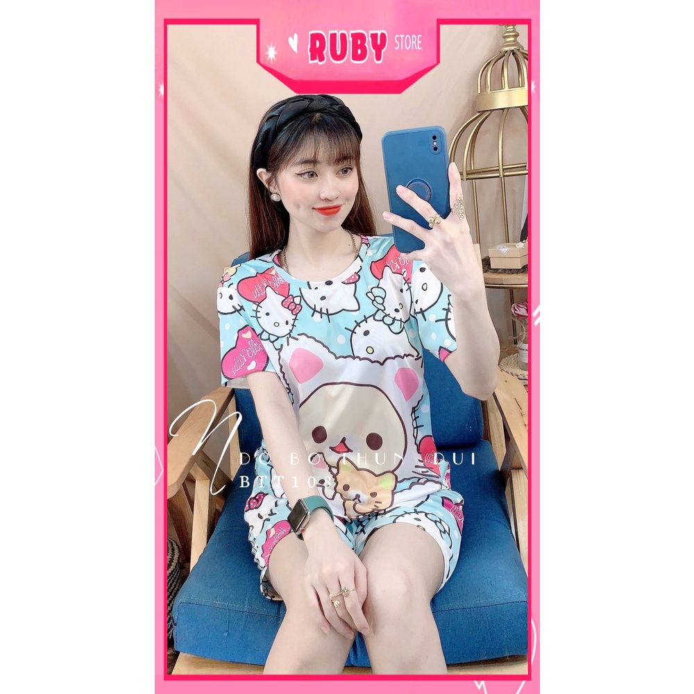 Đồ bộ nữ mặc nhà chất thun mềm mát in hình hoạt hình dễ thương BTT108