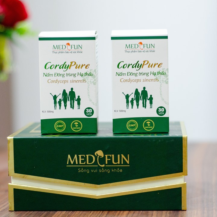 Đông trùng Hạ thảo CordyPure viên nang, bổ phổi, tăng miễn dịch, giúp phòng CV19 chủng Tây Tạng, hộp 30 viên, Medifun