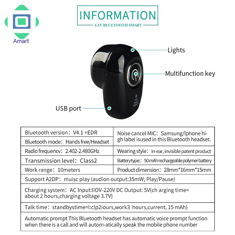 Tai Nghe Bluetooth Không Dây Am Dùng Cho Iphone Samsung Xiaomi Htc Lg