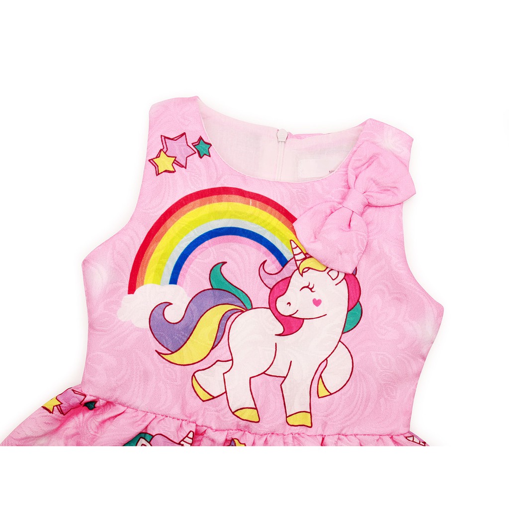 Christmas Unicorn Dress Rainbow Baby Girl Clothes Cartoon Print Cotton Accessories Simple