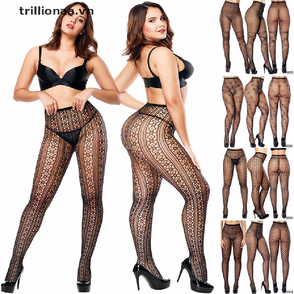 [trillionaa] Quần Tất Lưới Ren Thời Trang Kích Thước Lớn Cho Nữ