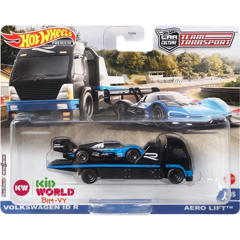 Xe mô hình Hot Wheels Car Culture Team Transport Pack Volkswagen ID R Aero Lift GRK69, bánh cao su.