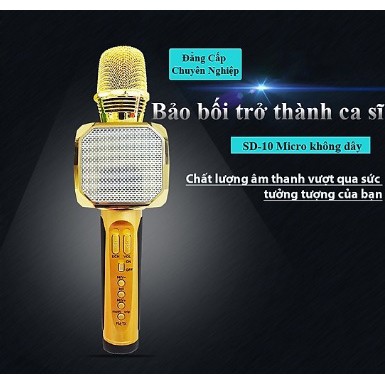 Micro karaoke bluetooth kèm loa SD-10 (Vàng)