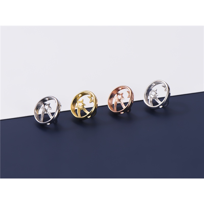Giá Đỡ Hạt Xỏ Lỗ Hình Bán Nguyệt Bằng Bạc Sterling 925 Dùng Làm Trang Sức DIY