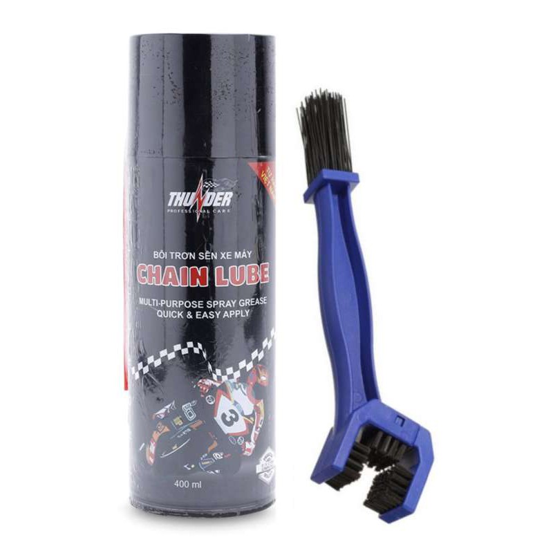 Bộ Bàn chải vệ sinh sên và Chai xịt dưỡng sên Thunder Chain Lube 400ml