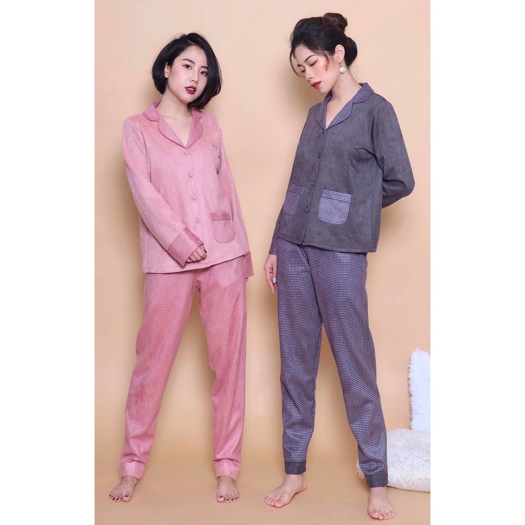 Set Pyjama F2 nỉ caro 3 màu cao cấp | BigBuy360 - bigbuy360.vn