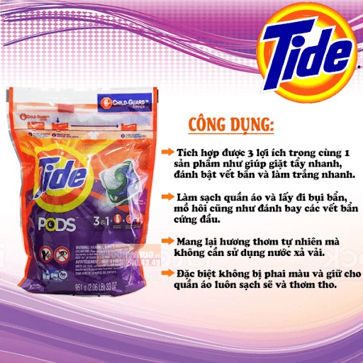 VIÊN GIẶT-XẢ TIDE PODS 3 IN 1 NHẬP MỸ