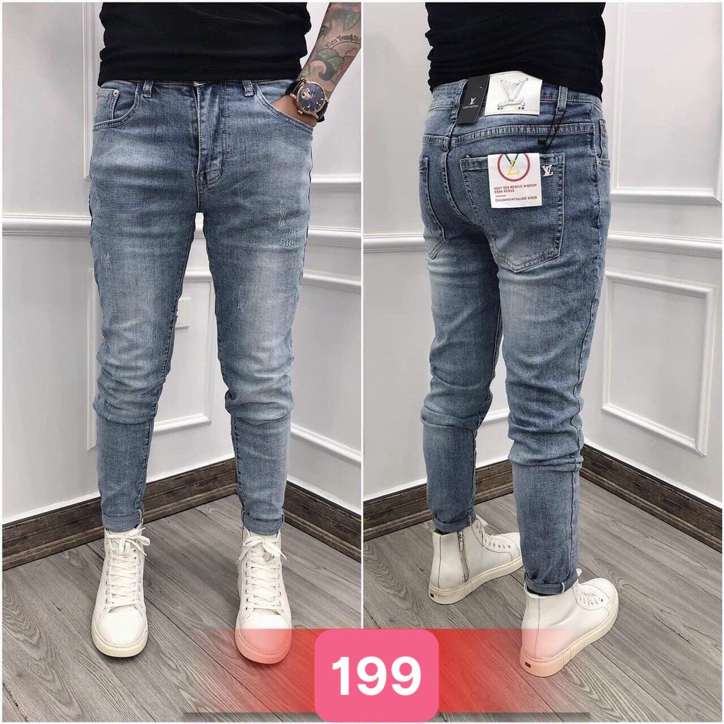 Quần jean nam màu xanh không rách gối chất bò cao cấp co dãn 4 chiều cực đẹp, quần rin nam QDJ0199 Nhiều mẫu mới