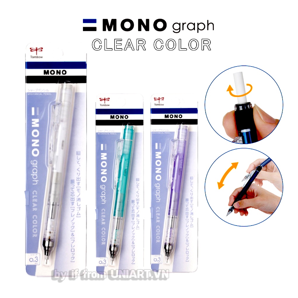 ( Model 2021 ) Bút chì bấm TOMBOW MONO GRAPH CLEAR COLOR 0.3/0.5mm