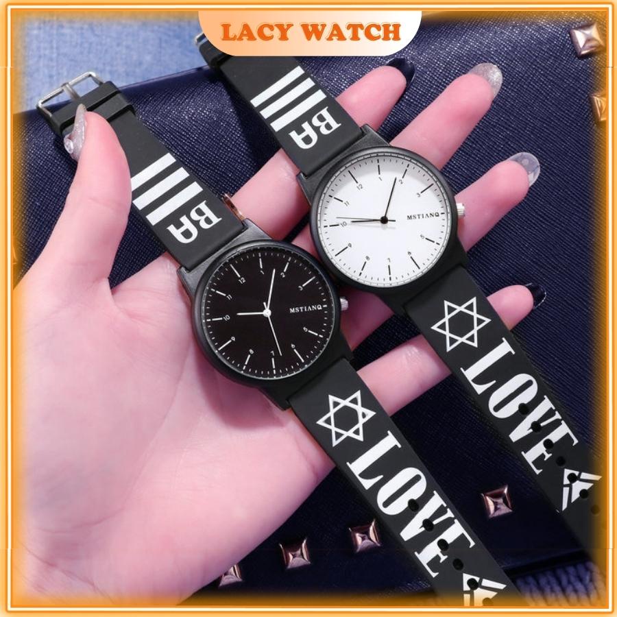 Đồng hồ nữ LaCy Watch đồng hồ đeo tay đôi nam nữ dây cao su mặt tròn vạch số cá tính DHDG0006