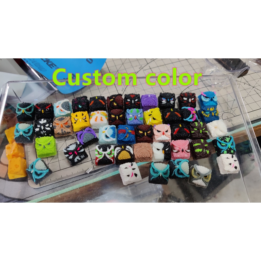 Artisan Nắp Phím Cơ Bằng Nhựa Resin Thủ Công Hình Cú Mèo Xinh Xắn