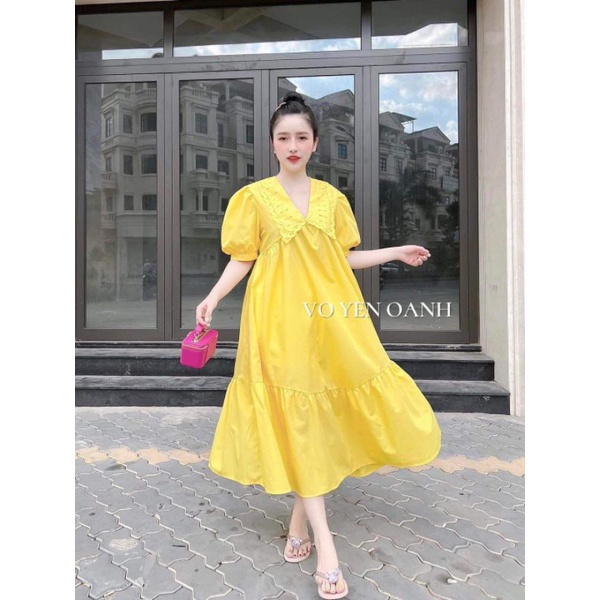 Đầm bầu cổ sen dễ thương, đầm váy Yoona Chen cho mẹ trước và sau sinh