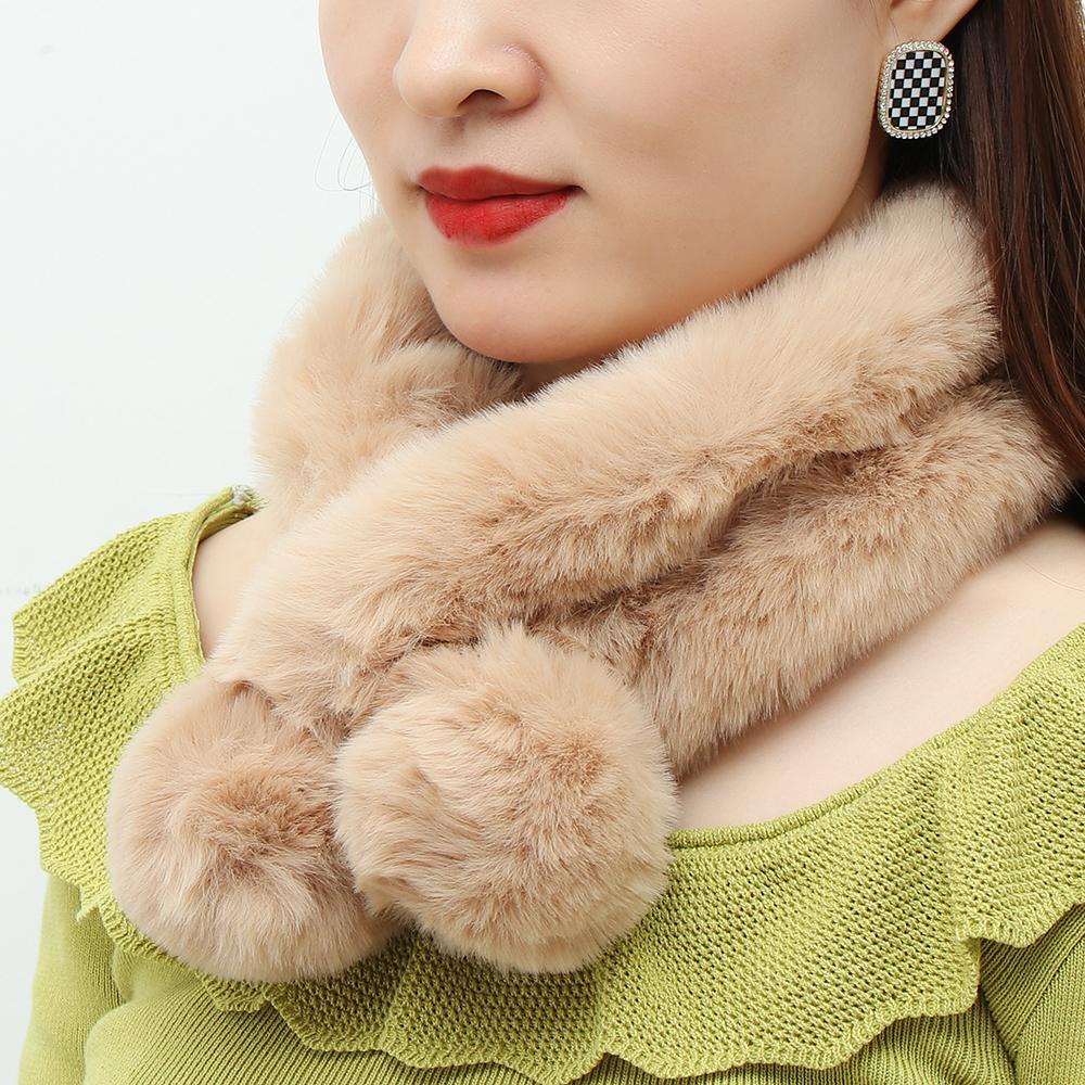 Lay Khăn Choàng Cổ Bằng Lông Thỏ Nhân Tạo Màu Trơn Làm Quà Tặng Cho Học Sinh