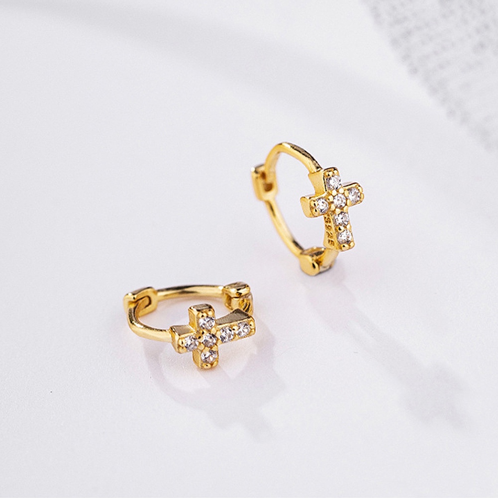 1 Đôi Khuyên Tai Tròn Mini Mạ Vàng Đính Đá Thời Trang Cho Nữ