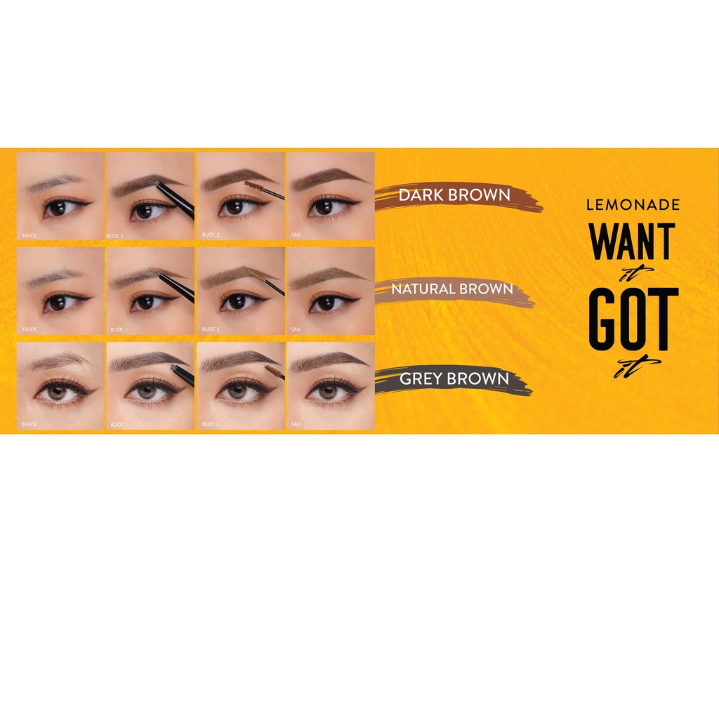 Chì kẻ mày 2 đầu Lemonade Want It Got It Dual Eyebrow 4g | Thế Giới Skin Care