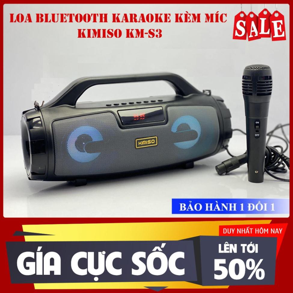 Loa Hát Karaoke Bluetooth Xách Tay Kimiso KM-S3 Tặng Kèm 1 Mic Hát Loa bass cực mạnh, âm thanh to hay chuẩn