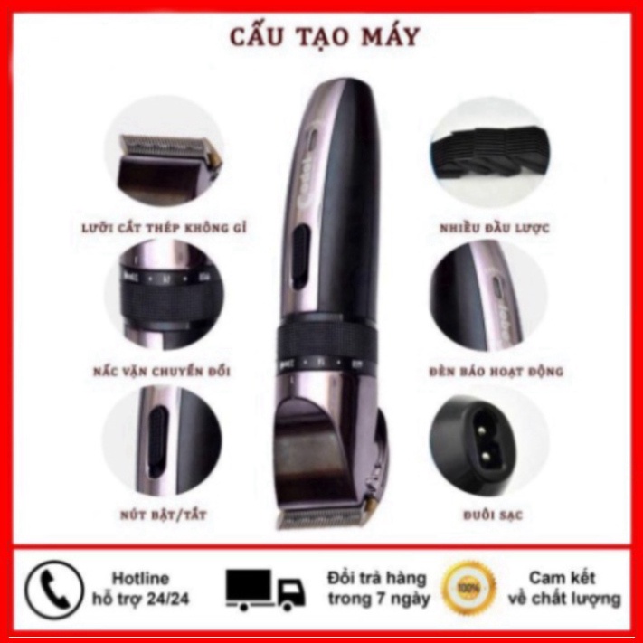 Tông Đơ Cắt Tóc Codol 531 Cắt Tóc Chuyên Nghiệp Tặng Kéo Cắt Tỉa - Kèm phụ kiện, kéo, đèn, áo choàng