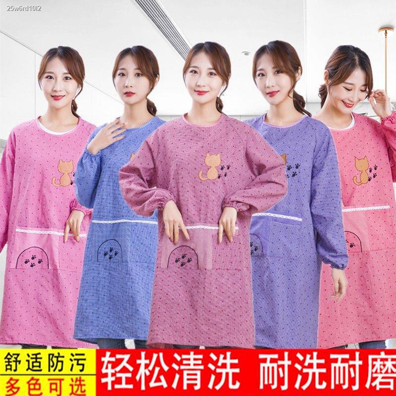 Chống dầu và chống bám bẩn◕◕Quần áo lao động phụ nữ nữ áo bông s ạch, vỗ béo áo cánh tay áo dài