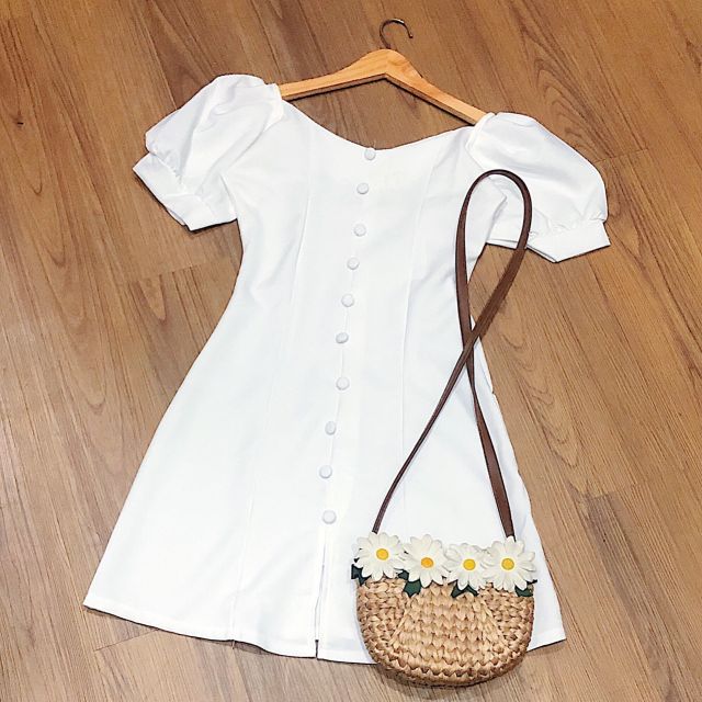 Đầm Nữ Cổ Tim Tay Phồng